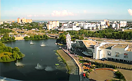 Веб камера Ульяновск. ТРЦ «Аквамолл», река Волга, фонтаны