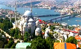 Стамбул. Панорама с видом мостов (Турция)